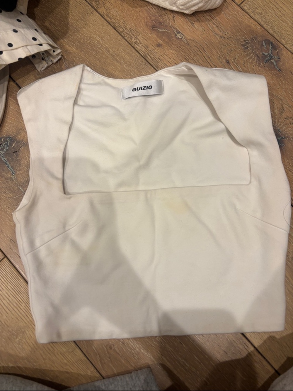 Guizio Top. White. Slight stain. Priced accordingly